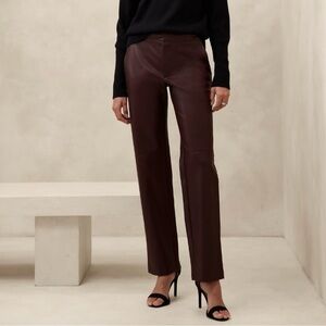 NWT Banana Republic Burgundy/Brown High-Rise Straight Leg Vegan Leather Pants 10